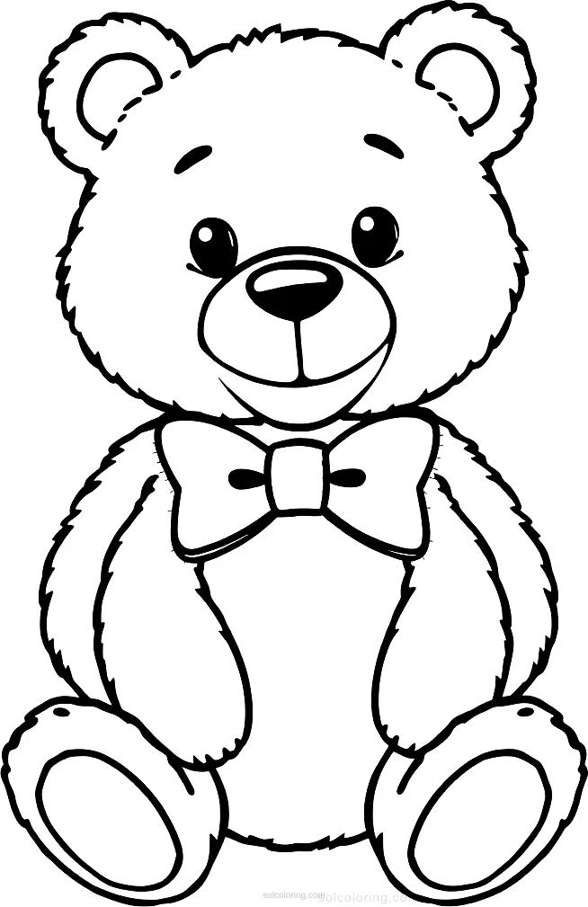 Teddy Bear With Bow Tie coloring page for kids