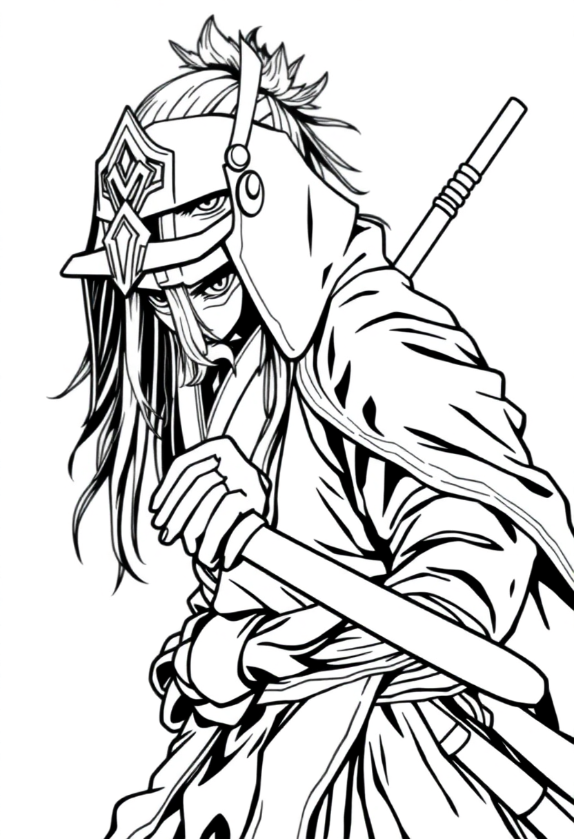 Teenage Samurai coloring page, free printable