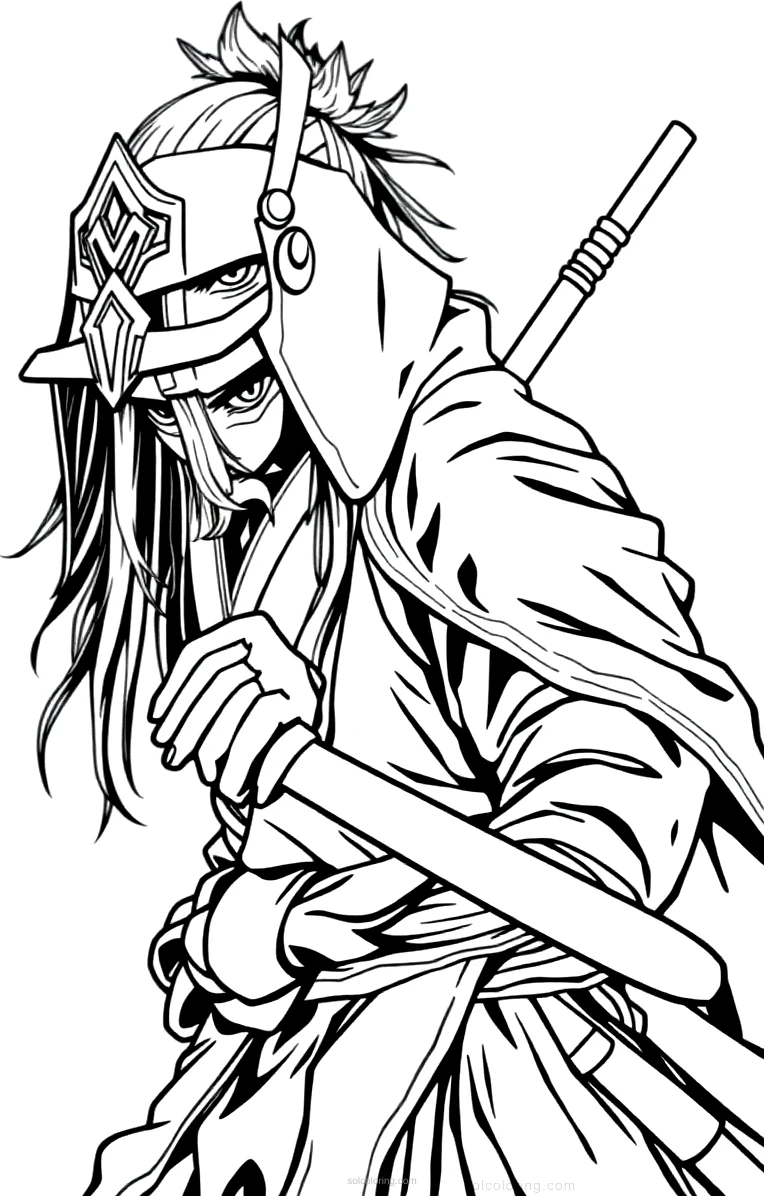 Teenage Samurai coloring page for kids