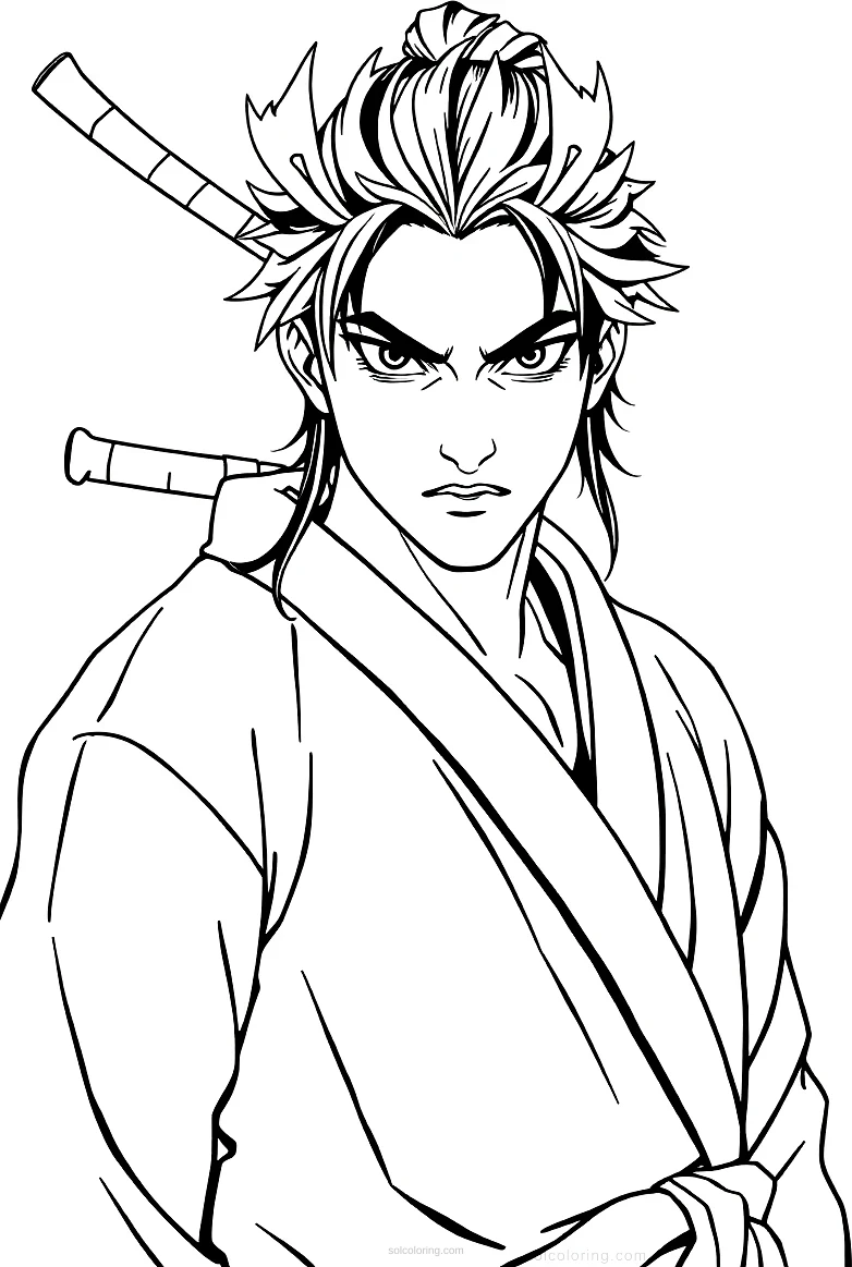 Teenage Samurai coloring page for kids