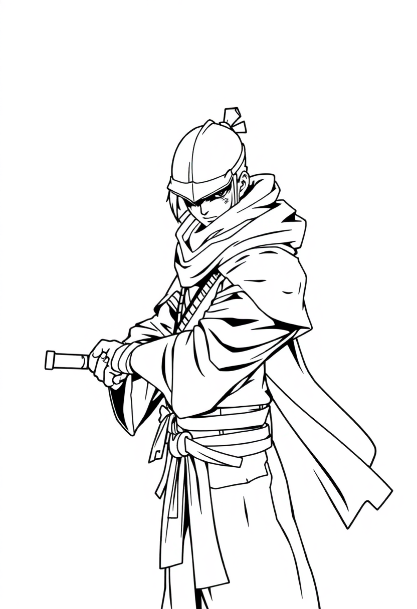 Teenage Samurai coloring page, free printable
