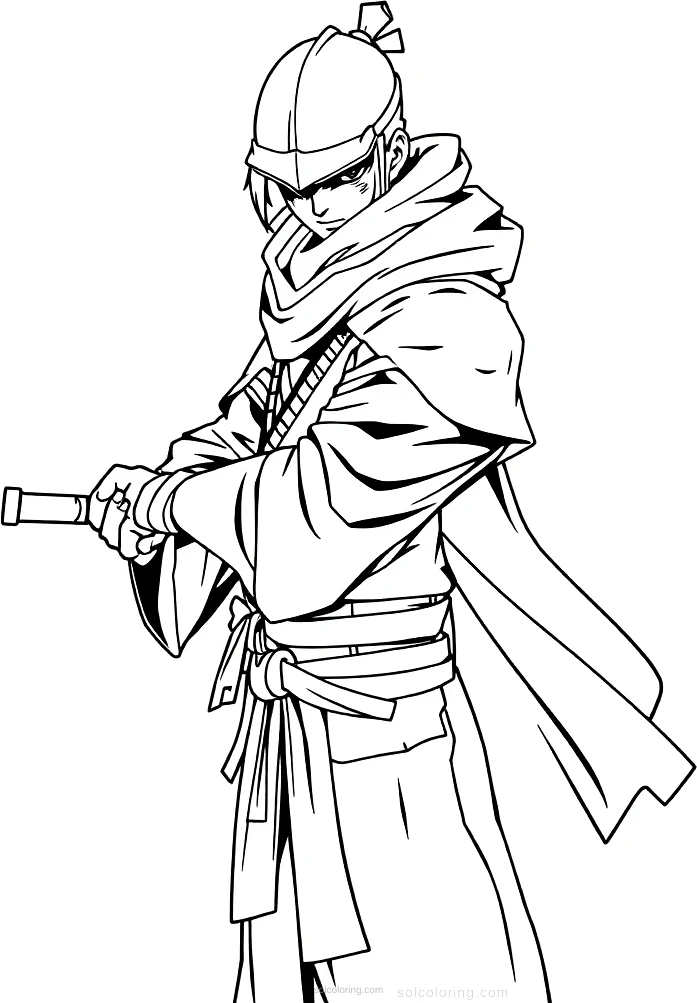 Teenage Samurai coloring page for kids