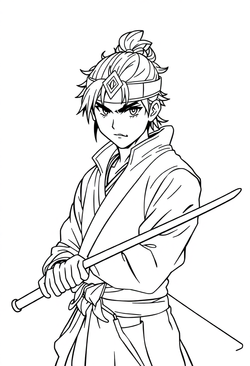 Teenage Samurai coloring page, free printable