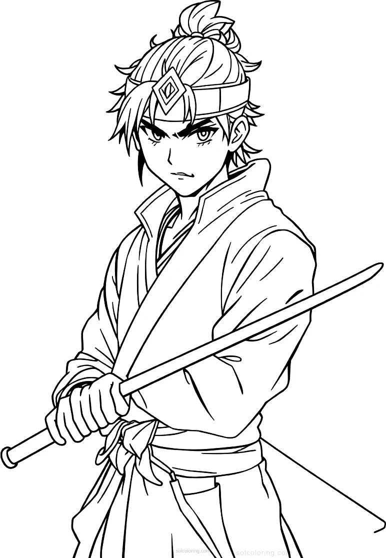 Teenage Samurai coloring page for kids