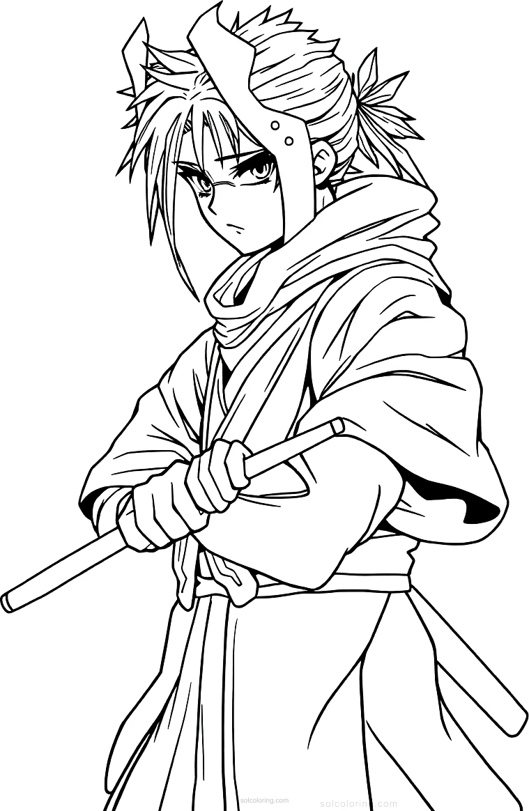 Teenage Samurai coloring page for kids