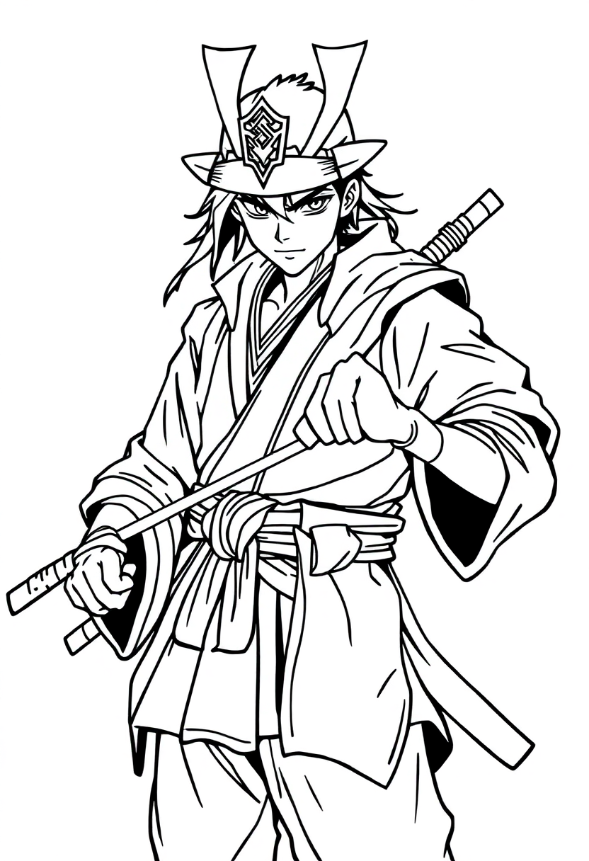 Teenage Samurai coloring page, free printable
