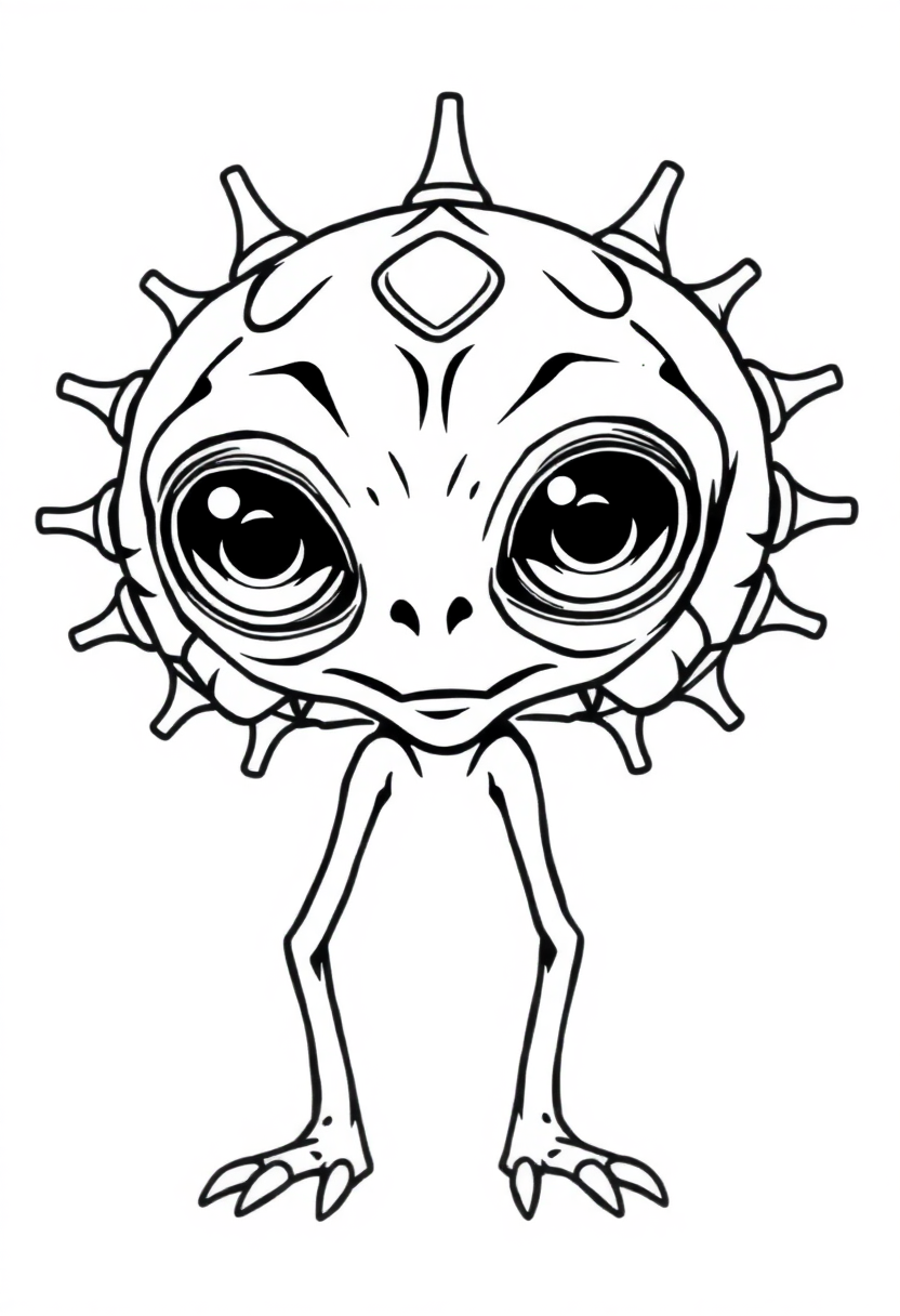 Telepathic Alien with Large Eyes coloring page, free printable