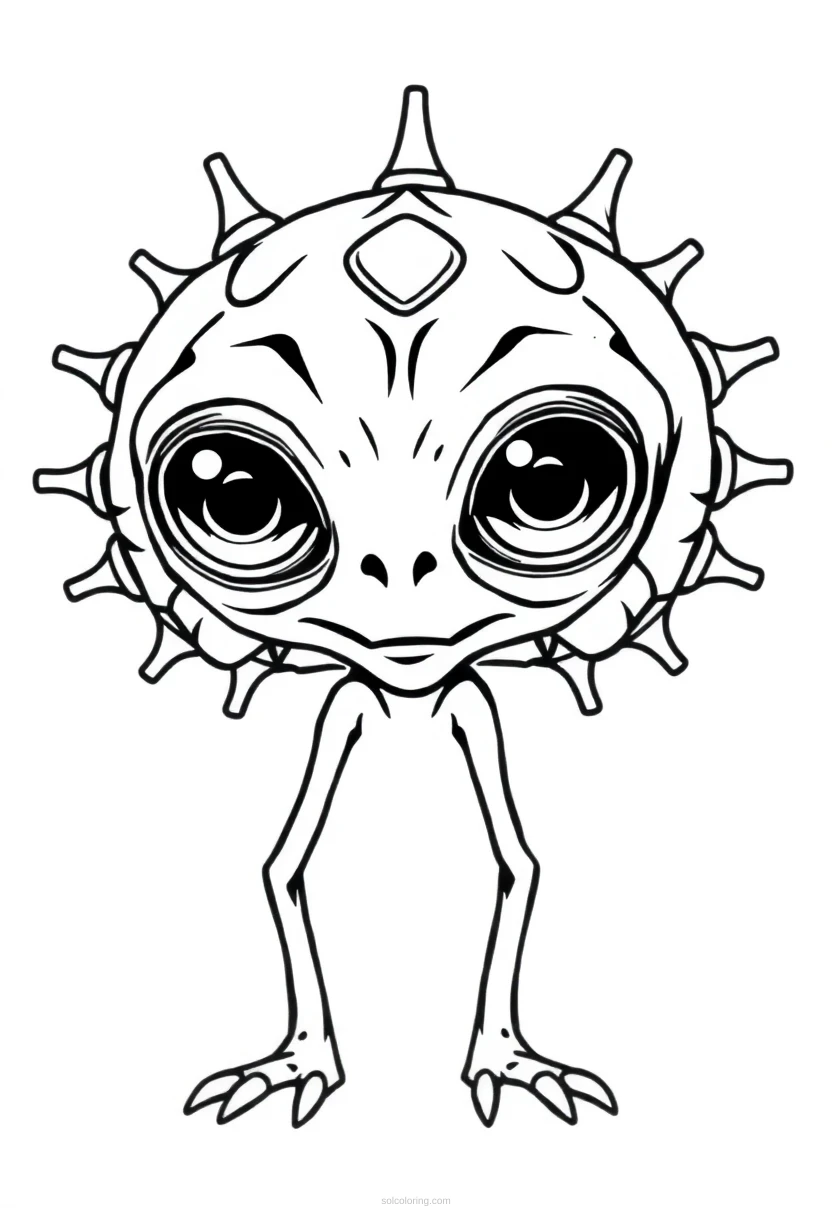 Telepathic Alien with Large Eyes coloring page for kids