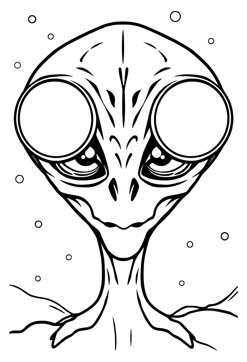 Telepathic Alien with Large Eyes coloring page, free printable
