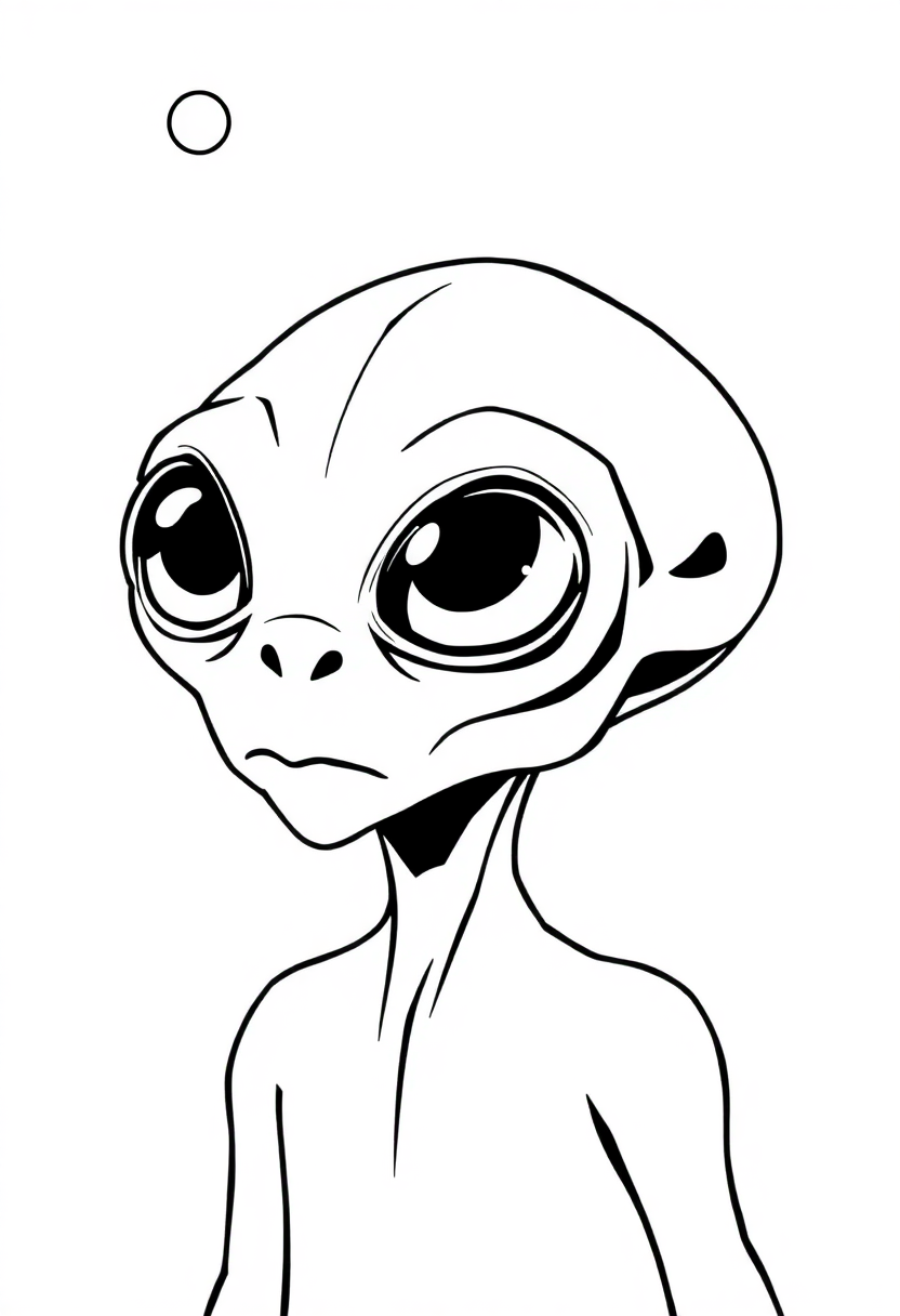 Telepathic Alien with Large Eyes coloring page, free printable