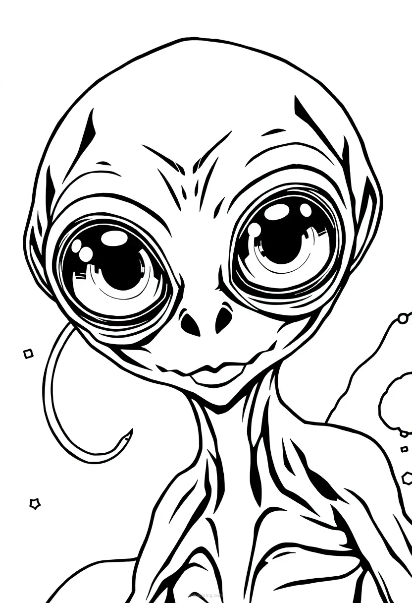 Telepathic Alien with Large Eyes coloring page for kids