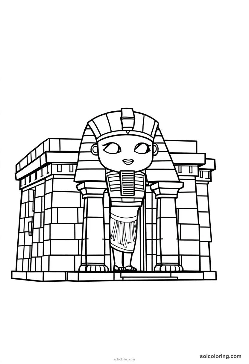 Chibi Temple of Hathor at Dendera chibi coloring page for kids