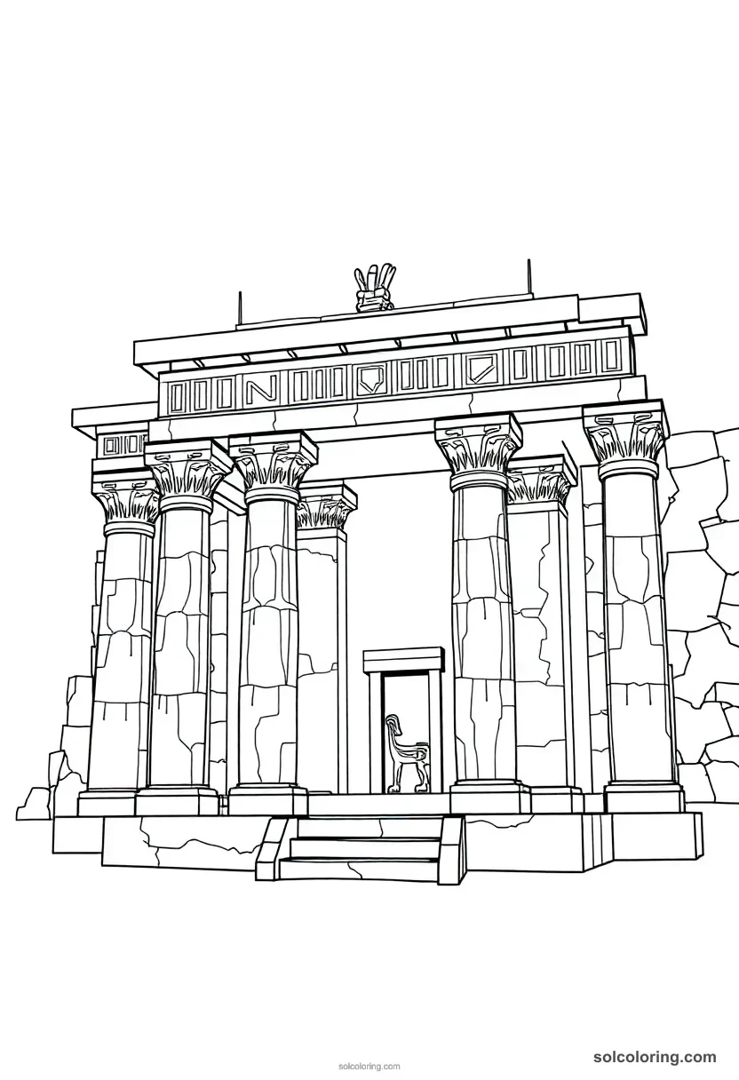 Temple of Hathor at Dendera detailed coloring page for kids