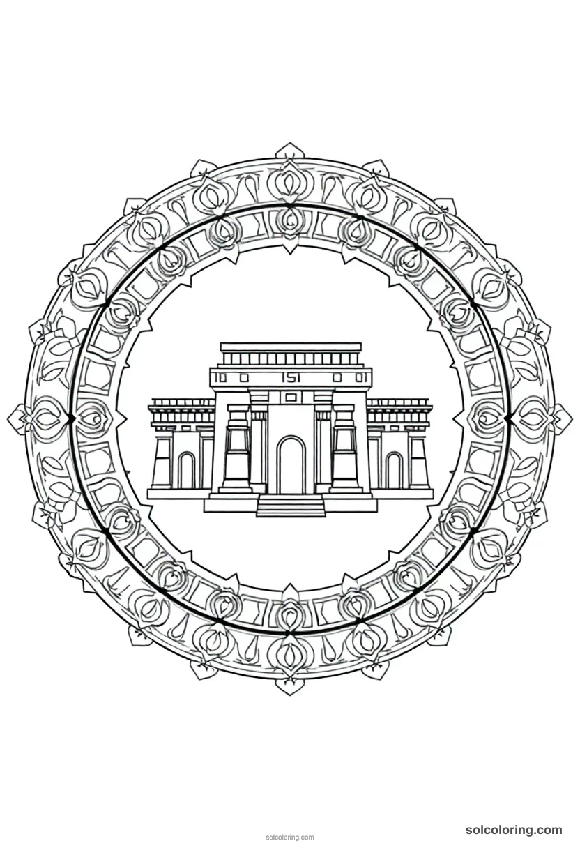 Mandala Temple of Hathor at Dendera mandala coloring page for kids