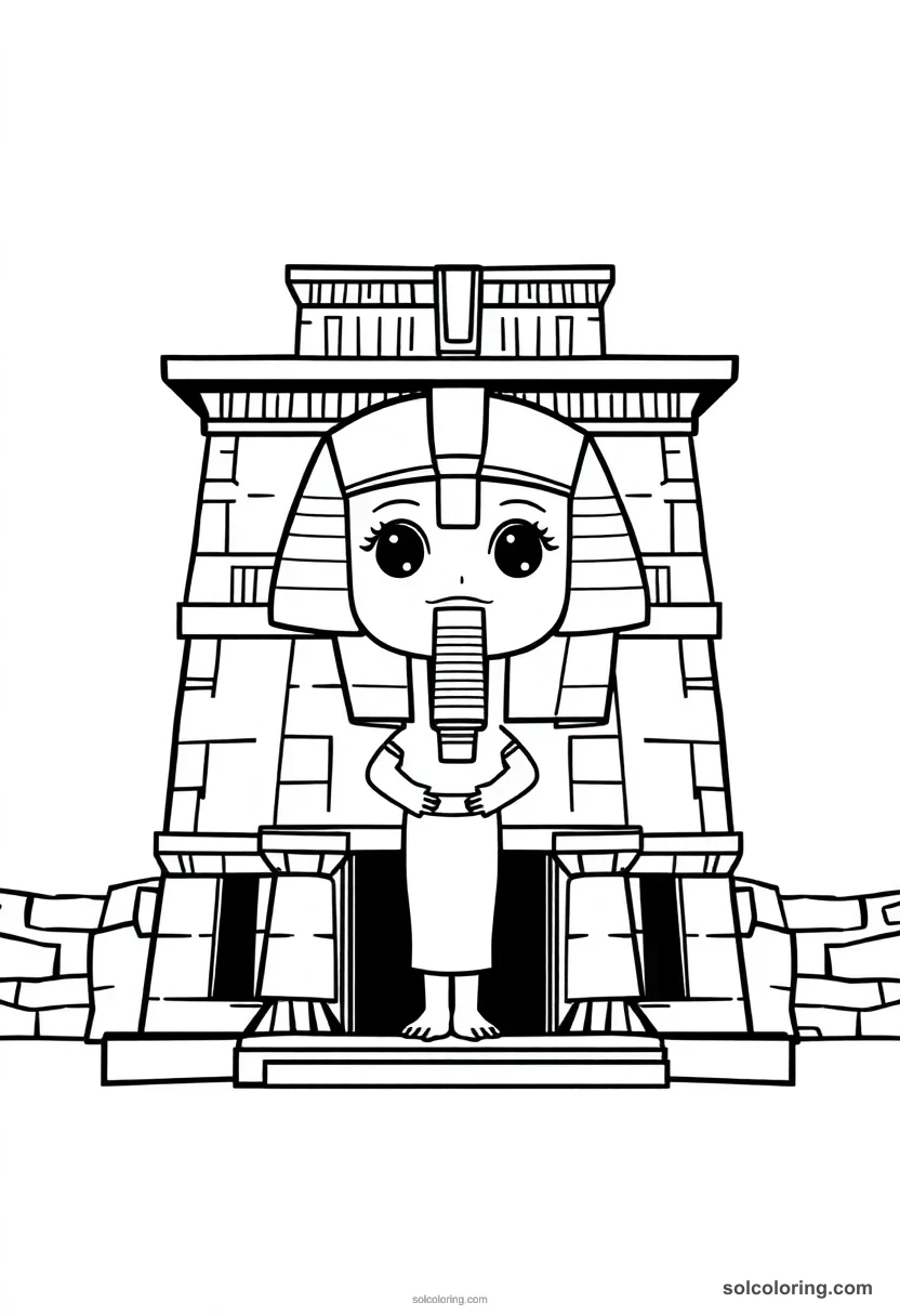 Chibi Temple of Hatshepsut at Deir el-Bahari chibi coloring page for kids