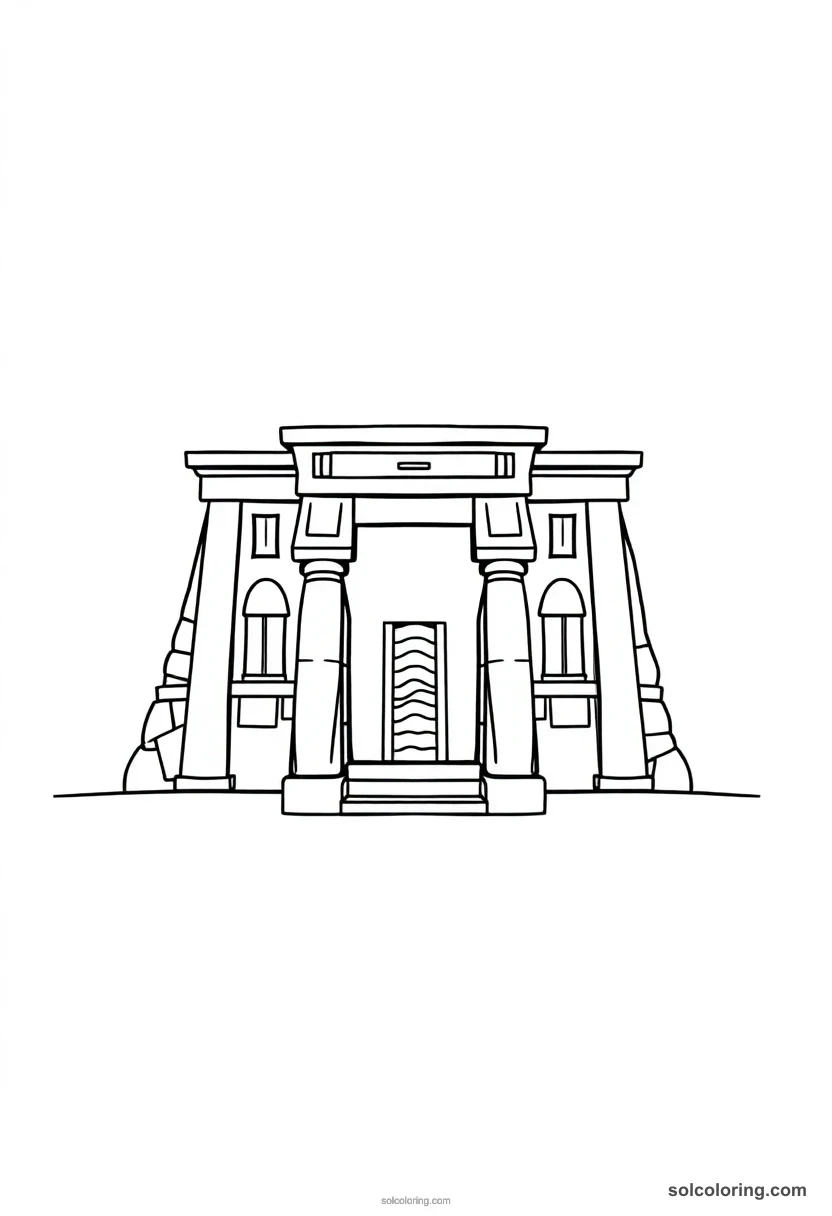 Cute Cartoon Temple of Hatshepsut at Deir el-Bahari cute cartoon coloring page for kids