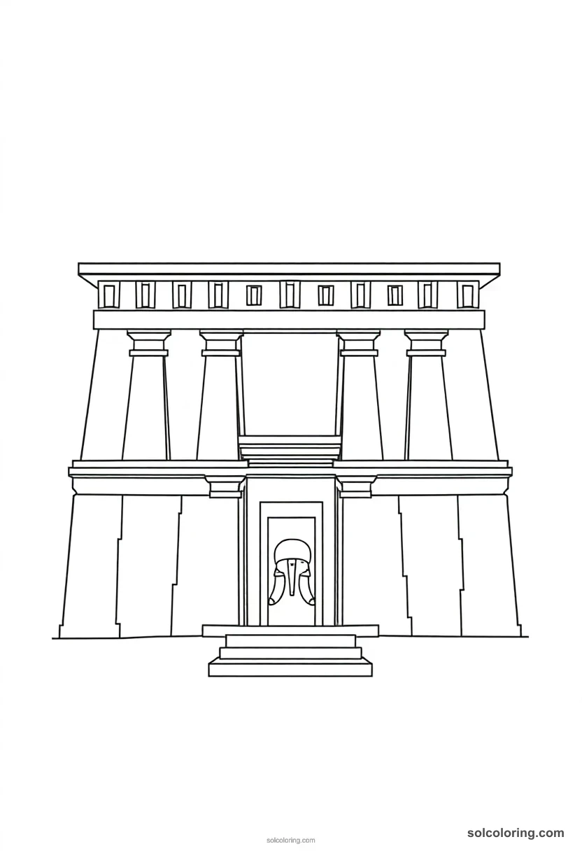 Simple Temple of Hatshepsut at Deir el-Bahari simple coloring page for kids