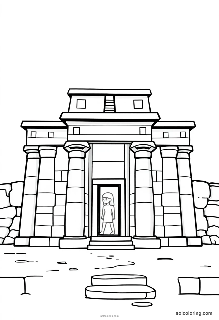 Cute Cartoon Temple of Horus at Edfu cute cartoon coloring page for kids