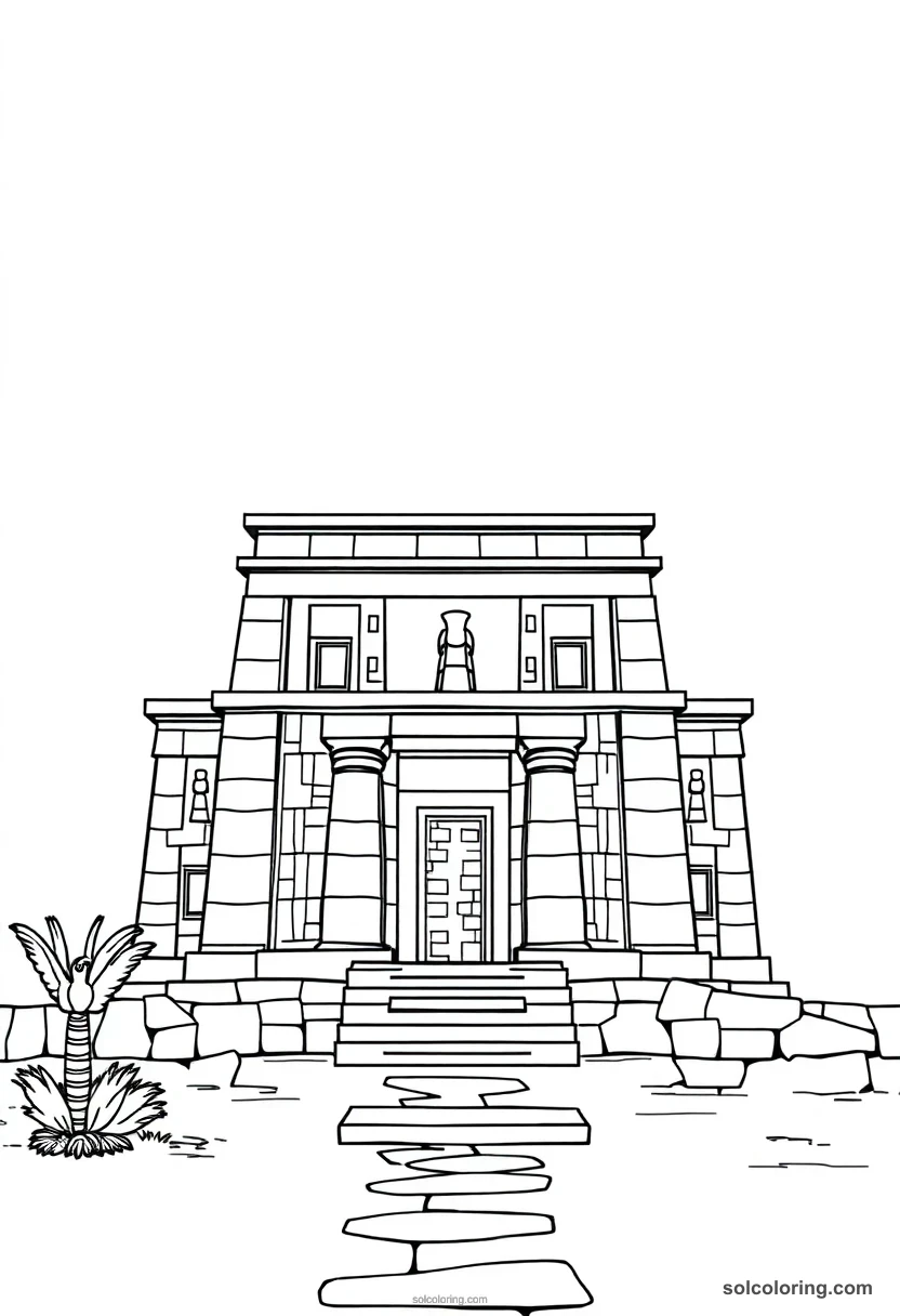 Simple Temple of Horus at Edfu simple coloring page for kids