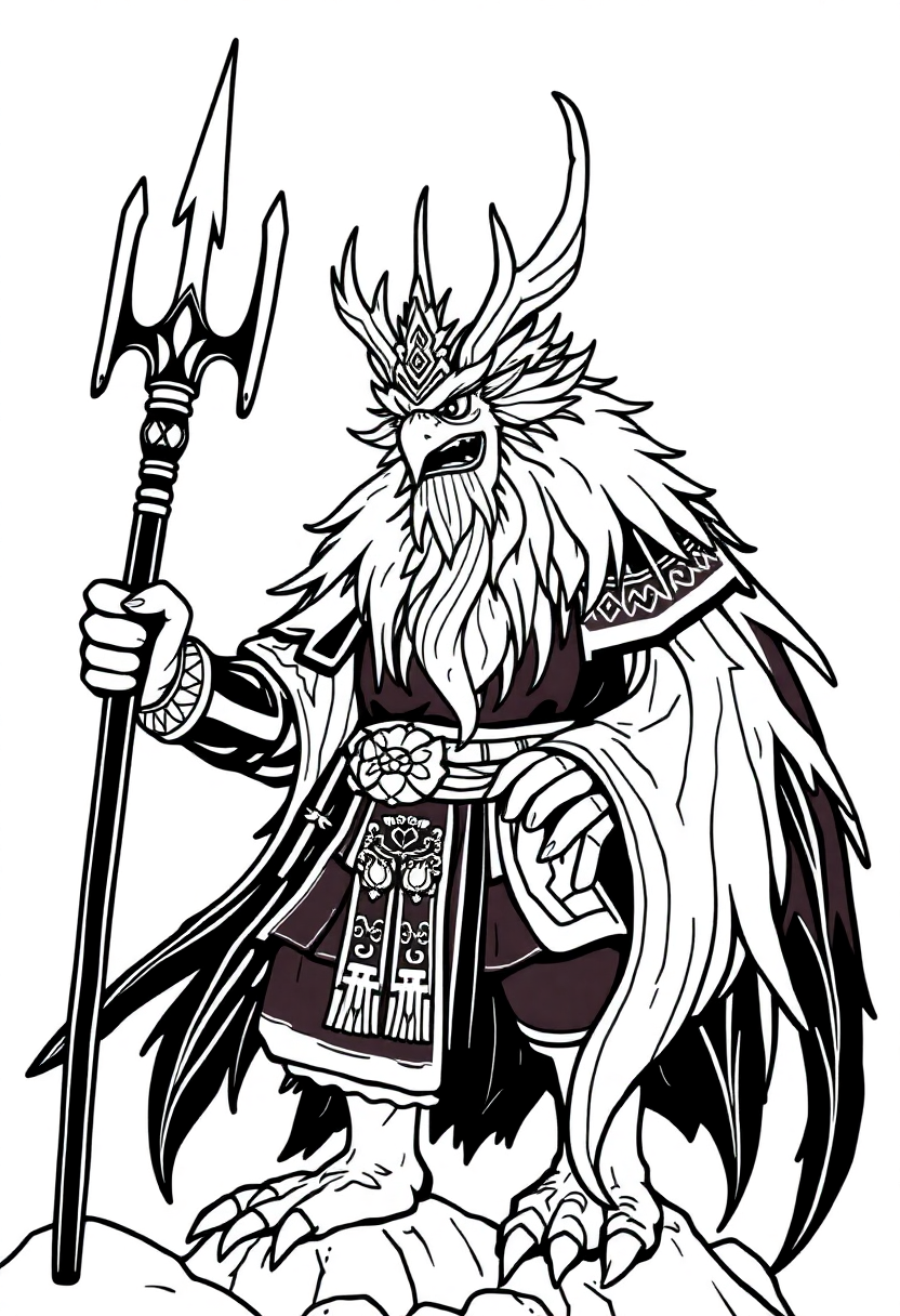 Tengu Mountain Spirit coloring page, free printable