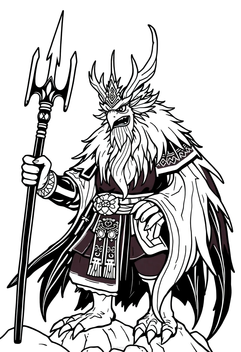 Tengu Mountain Spirit coloring page for kids