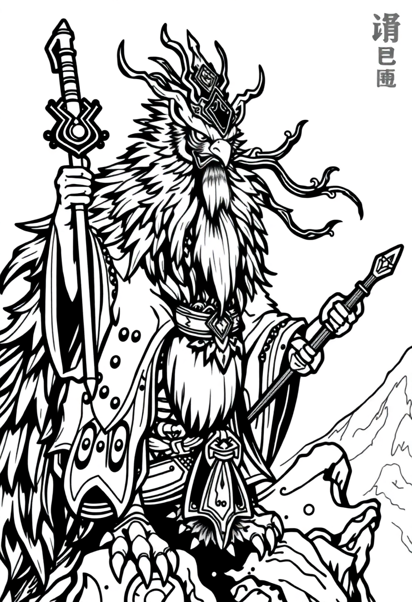 Tengu Mountain Spirit coloring page, free printable