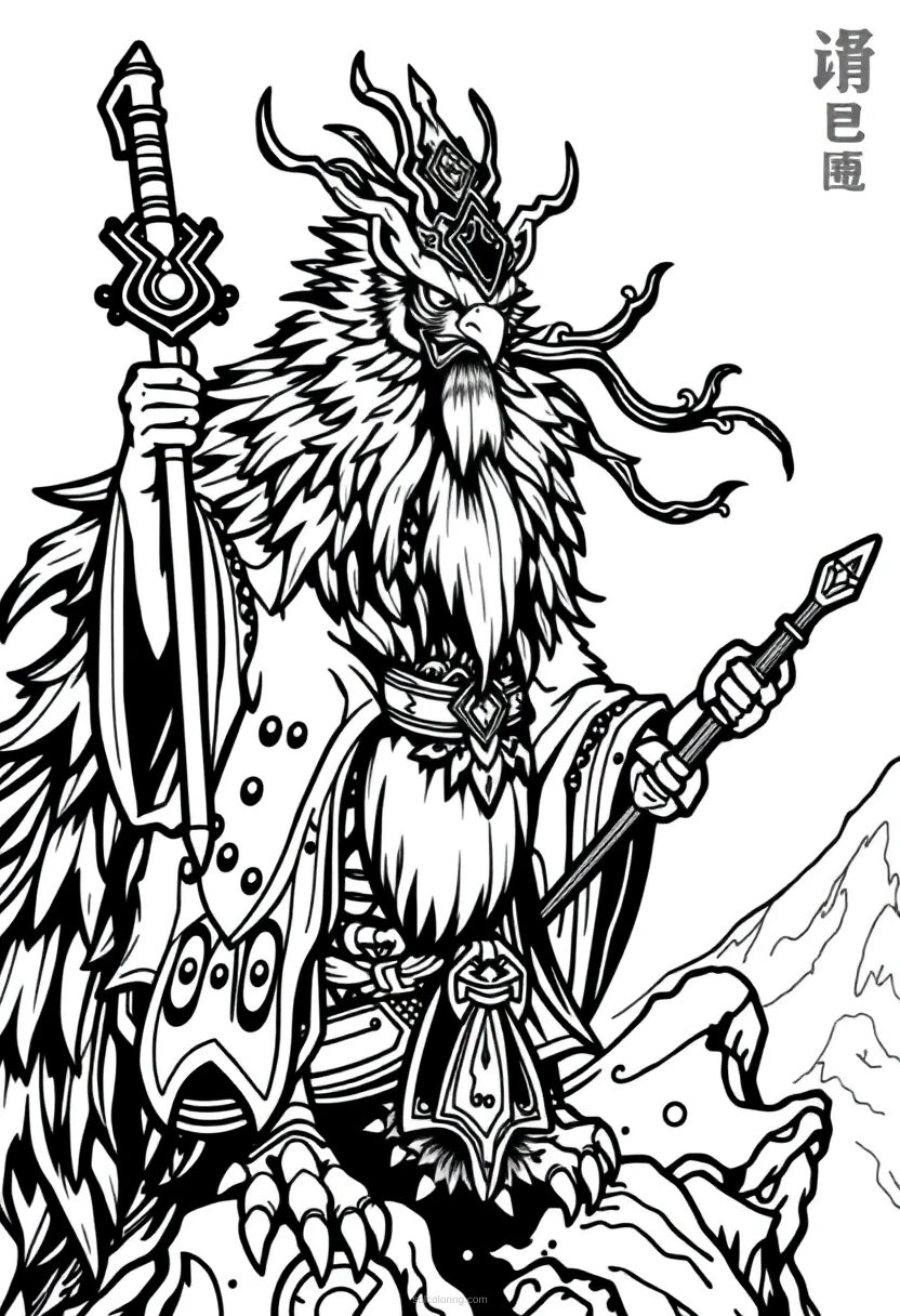 Tengu Mountain Spirit coloring page for kids
