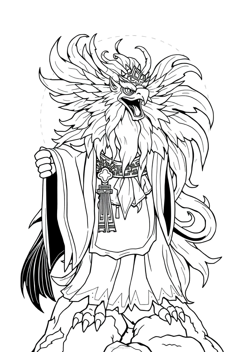 Tengu Mountain Spirit coloring page for kids