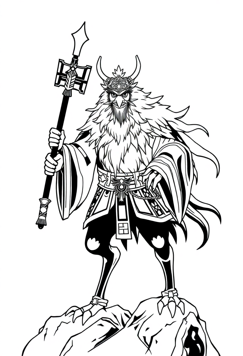 Tengu Mountain Spirit coloring page, free printable