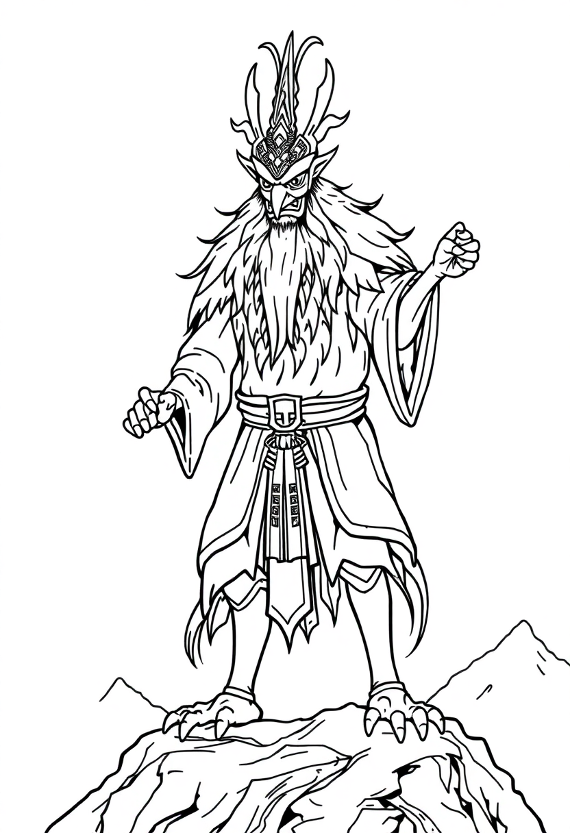 Tengu Mountain Spirit coloring page, free printable