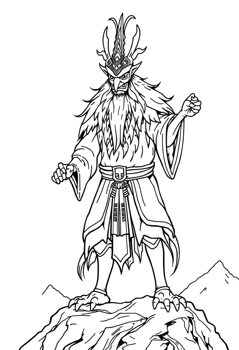 Tengu Mountain Spirit coloring page for kids