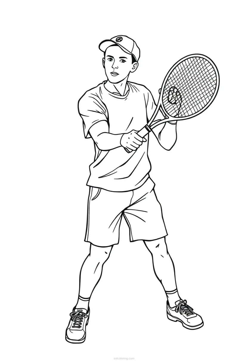 Tennis Player Cute Cartoon coloring pages