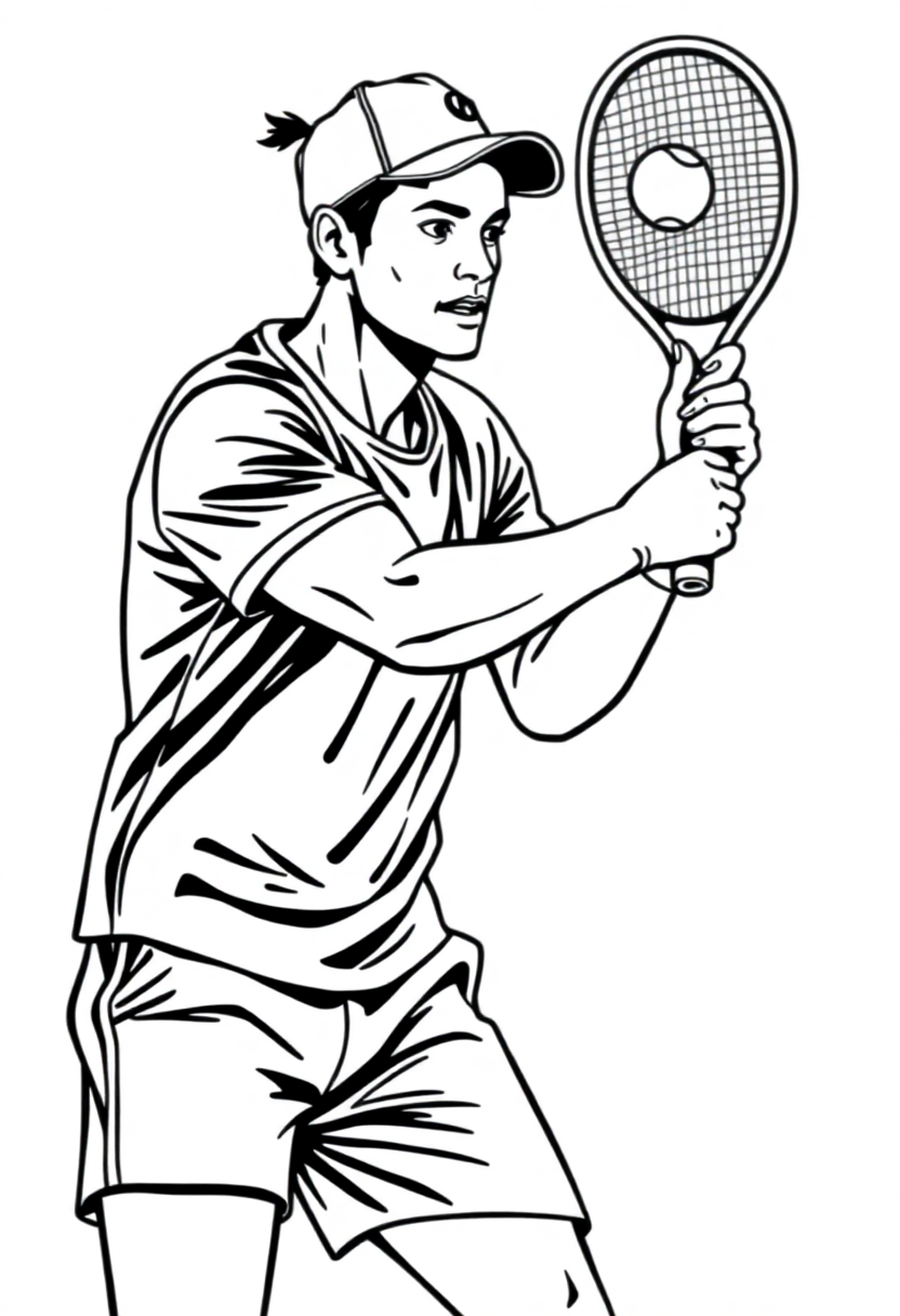 Tennis Player Serving coloring page, free printable