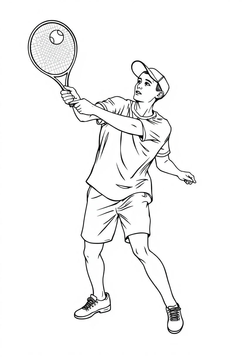 Tennis Player Serving coloring page, free printable