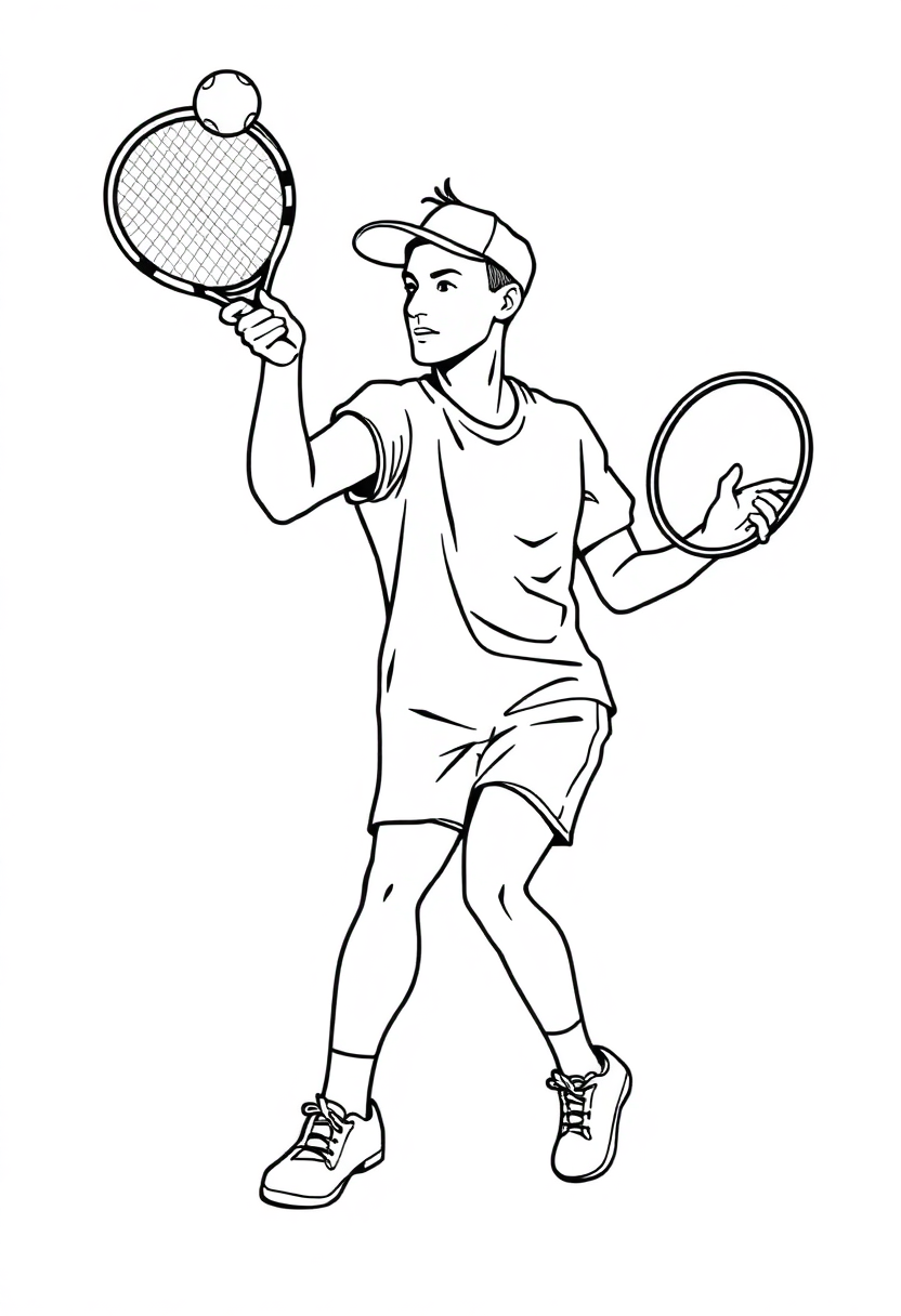 Tennis Player Serving coloring page, free printable