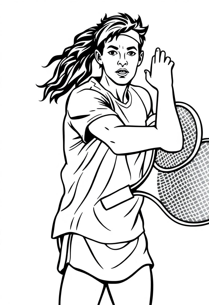 Tennis Player Serving coloring page, free printable