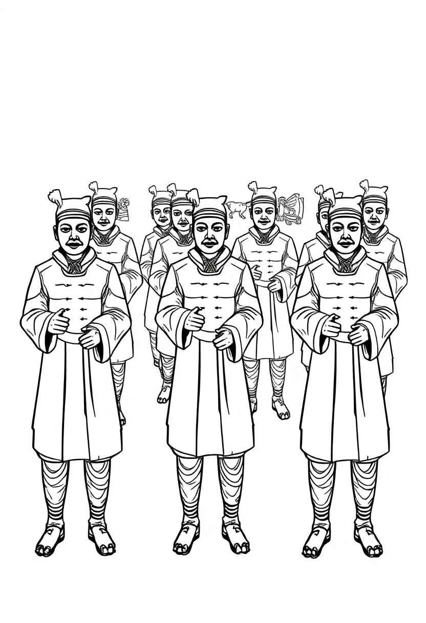 Terracotta Warriors coloring page, free printable