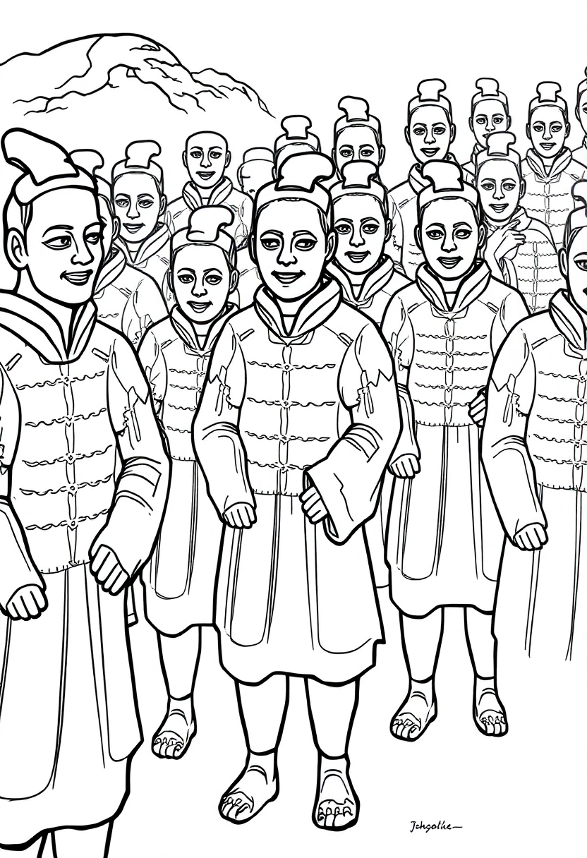 Terracotta Warriors coloring page, free printable