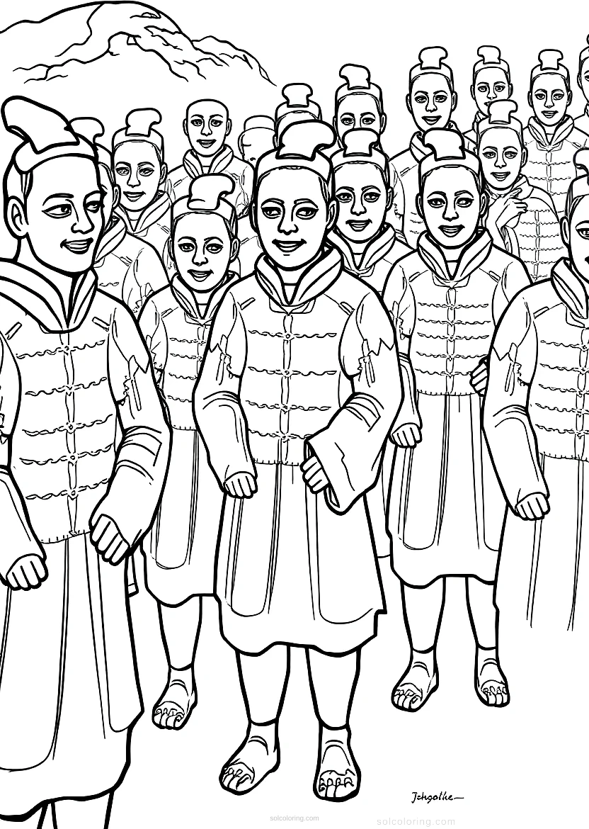 Terracotta Warriors coloring page for kids
