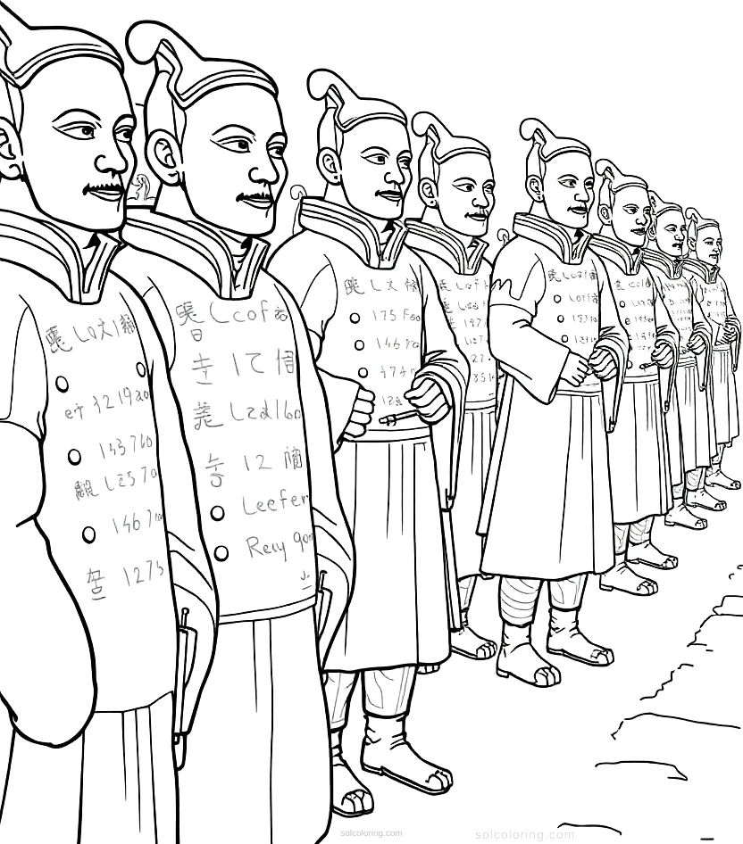 Terracotta Warriors coloring page for kids