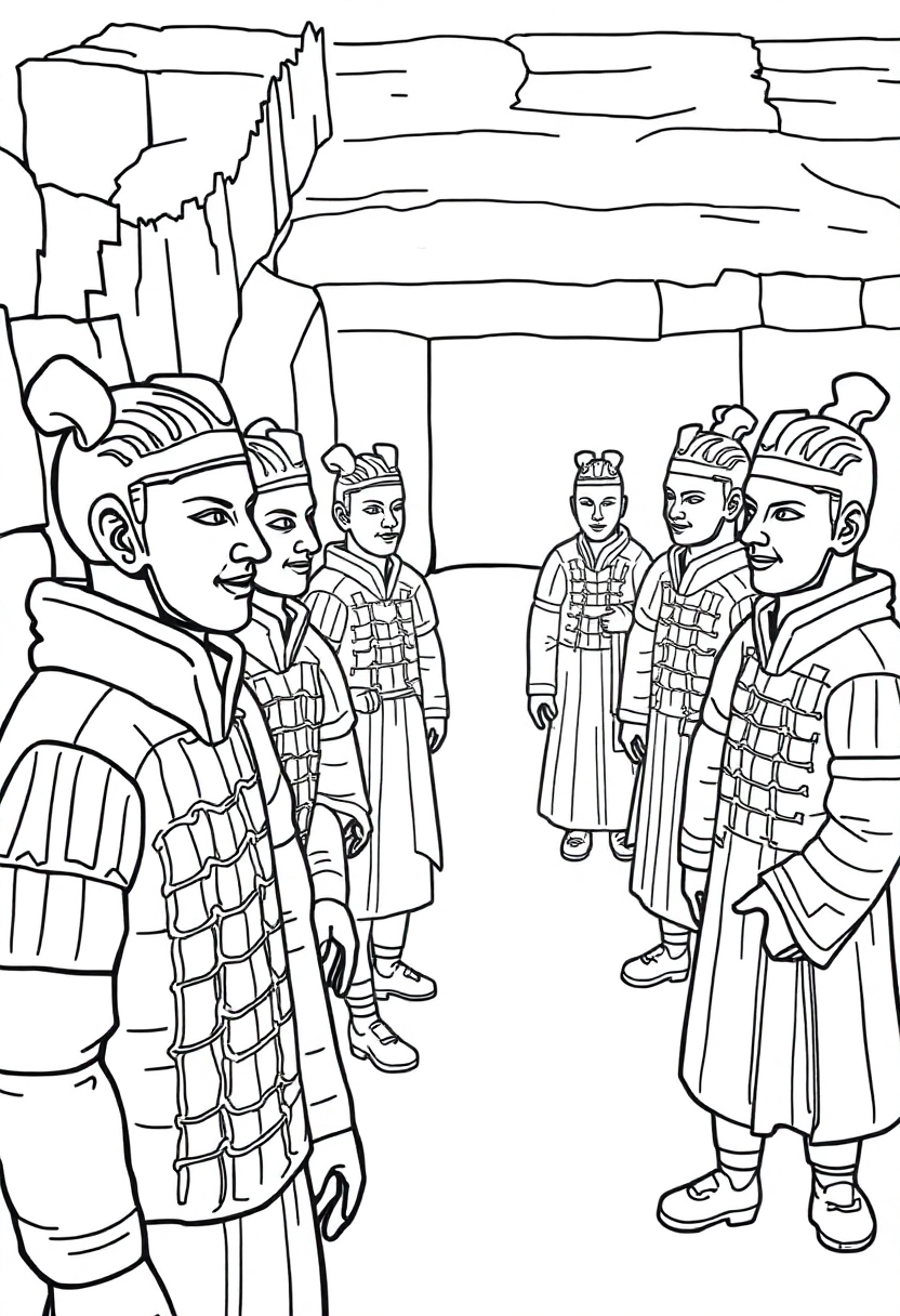 Terracotta Warriors coloring page, free printable