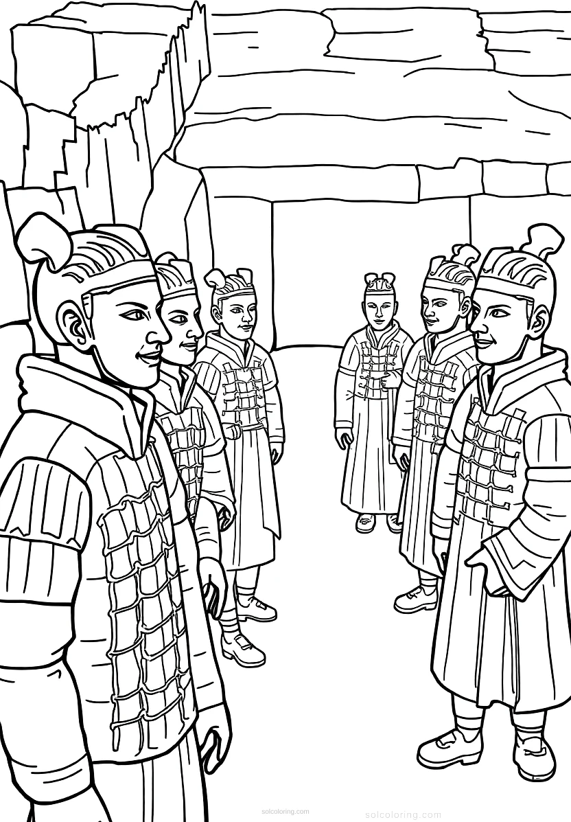 Terracotta Warriors coloring page for kids