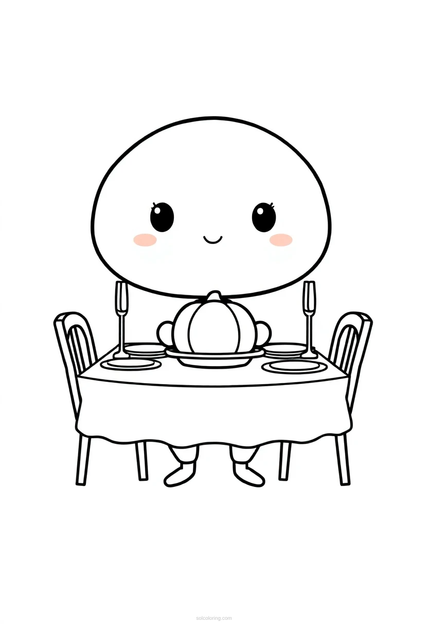 Thanksgiving Dinner Table coloring page for kids