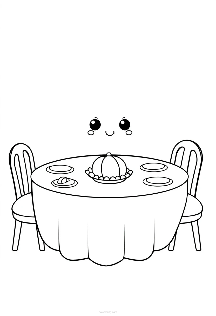 Thanksgiving Dinner Table coloring page for kids