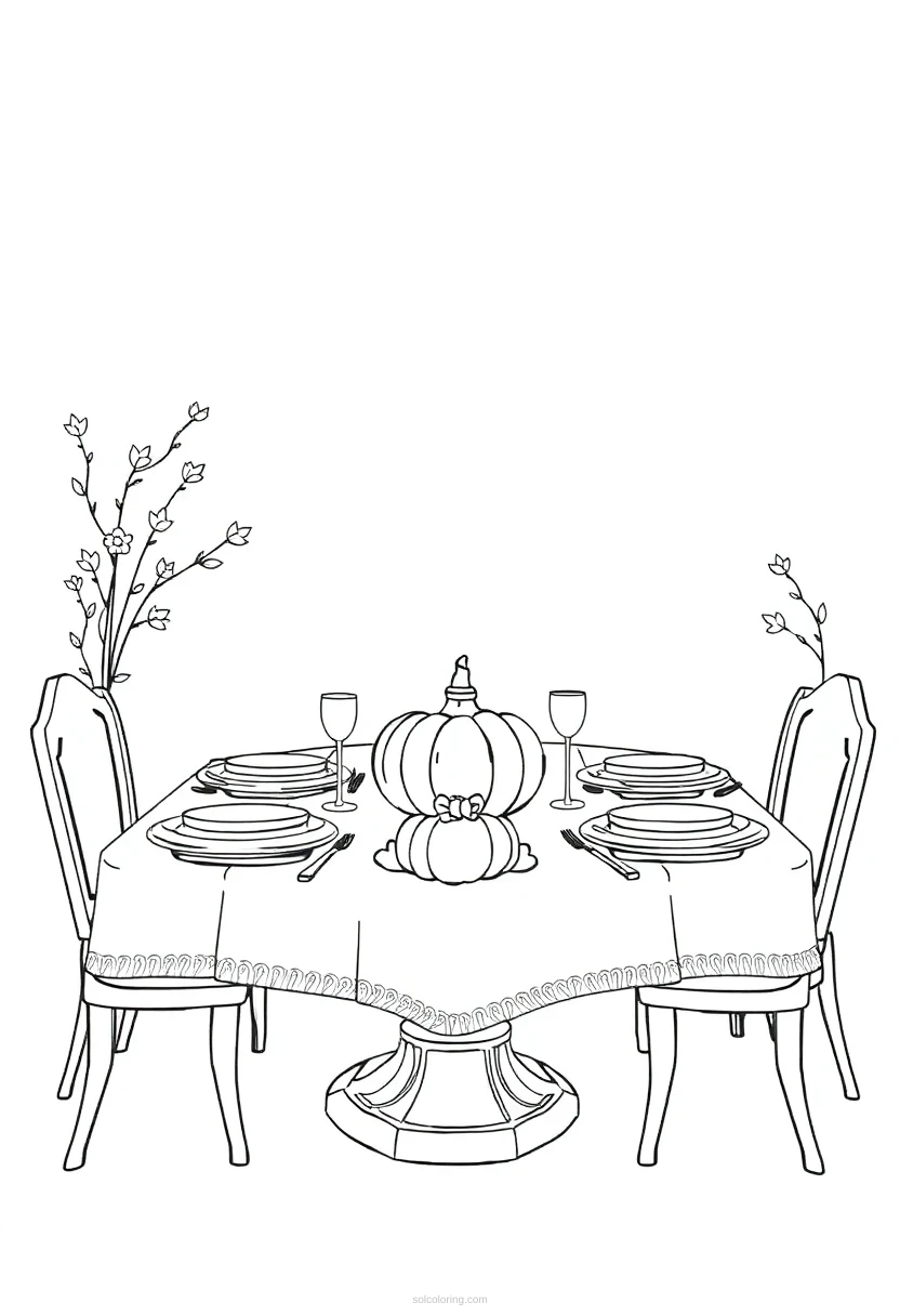 Thanksgiving Dinner Table coloring page for kids