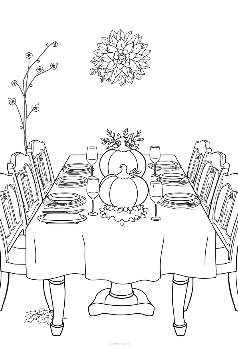 Thanksgiving Dinner Table coloring pages