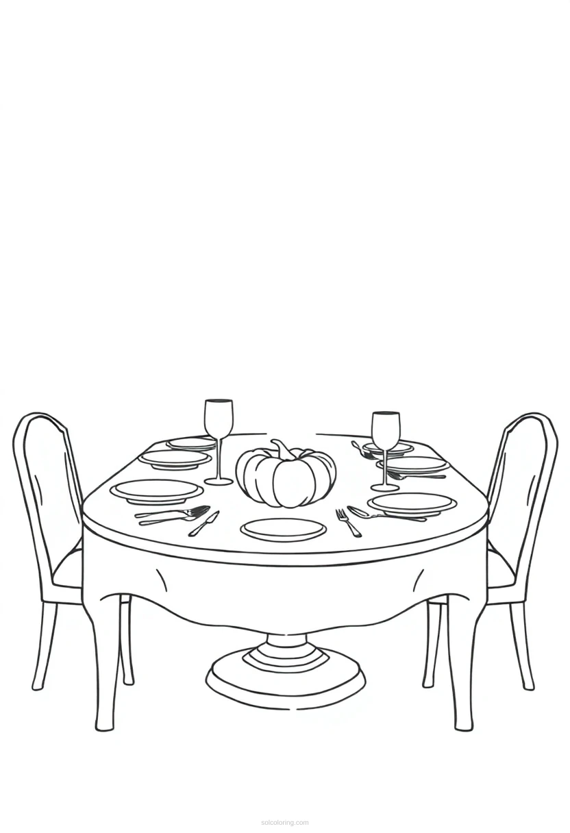 Thanksgiving Dinner Table coloring page for kids