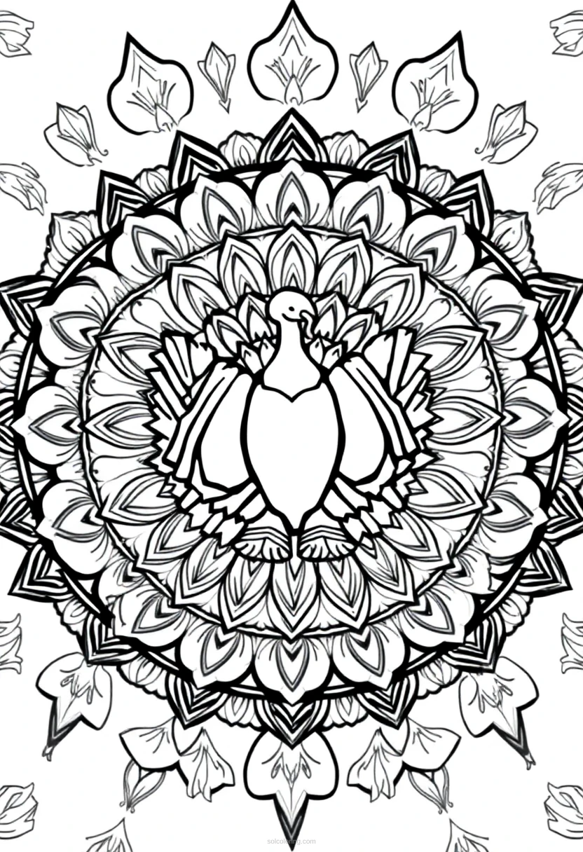Thanksgiving Turkey Dinner coloring page for kids