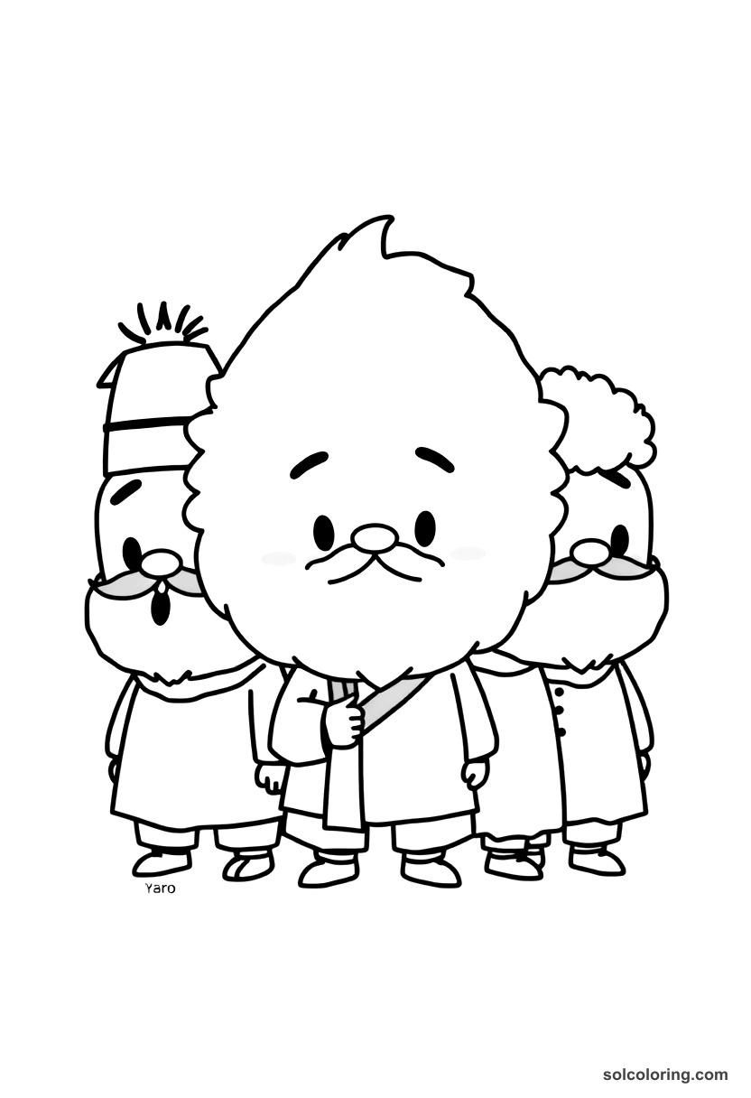Chibi The barber's six foolish brothers coloring page, free printable chibi style