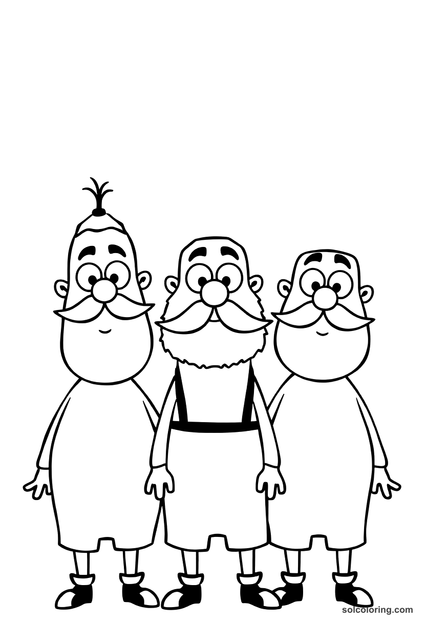 Cute Cartoon The barber's six foolish brothers coloring page, free printable cute cartoon style